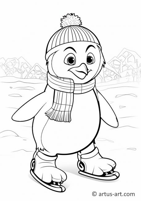 Penguin Ice Skating Coloring Page